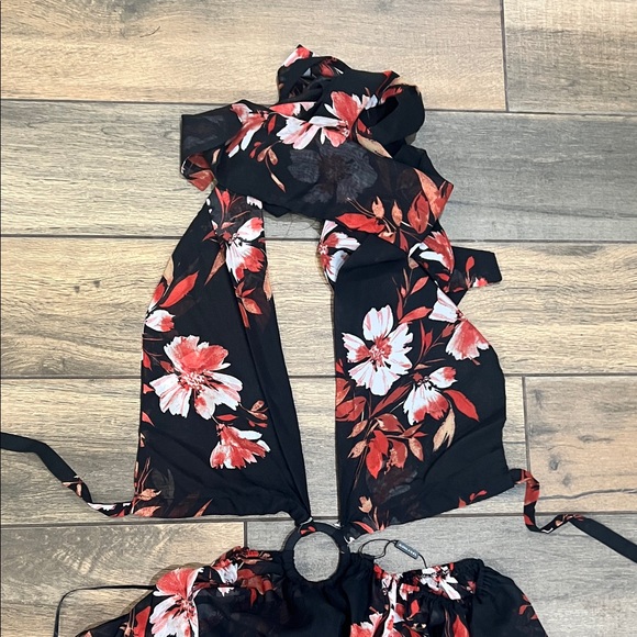 JLUXLABEL Black and Red Floral Dress - Picture 3 of 5